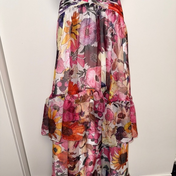 NWT | Mac Duggal 56048 White Multi Ruffle Tiered Floral Chiffon Dress Size 4 - Picture 11 of 16